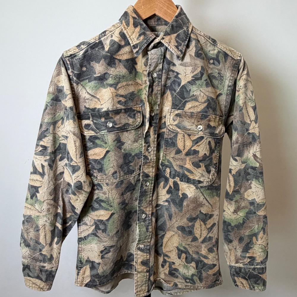 Vintage Gander Mountain Mens Kellys Leaf Camo Button Down Shirt Cotton USA Small